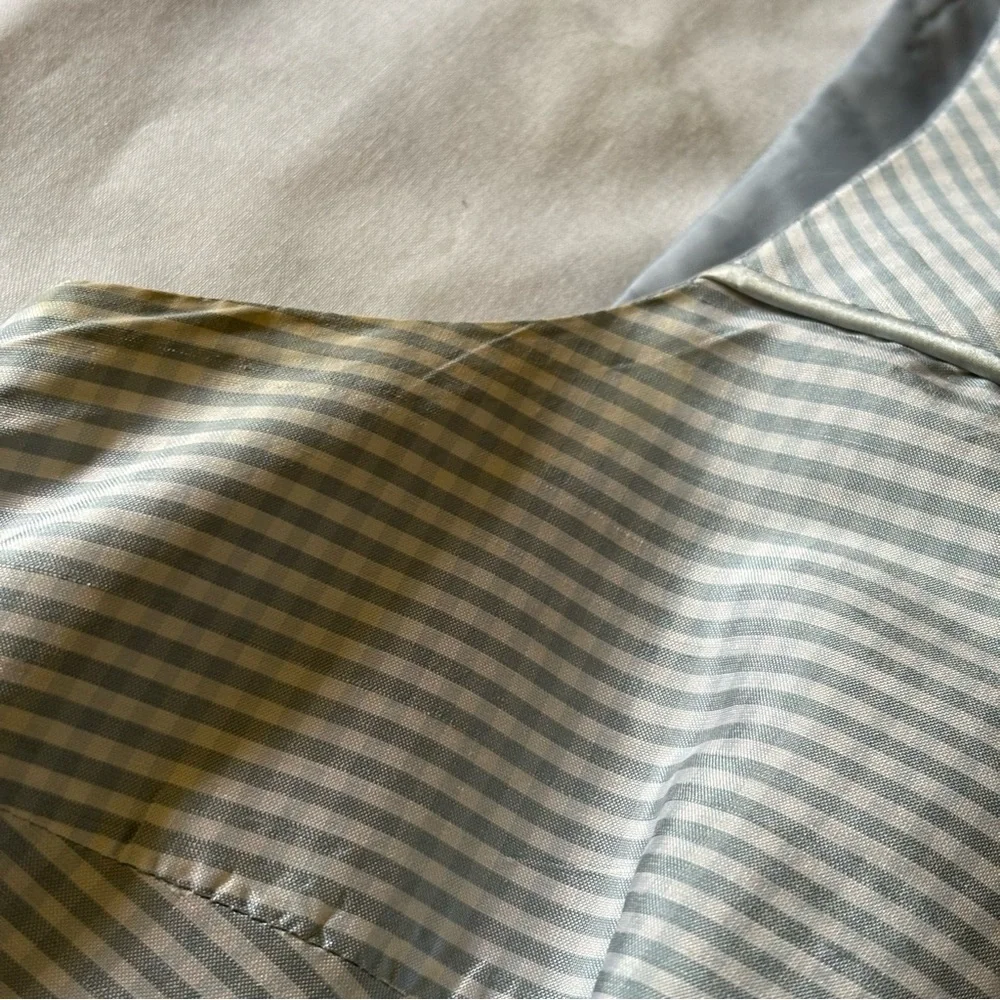 Talbots Silk Baby blue Gingham Sleeveless Shift fully lined mini Dress Sz 6 - Picture 8 of 12